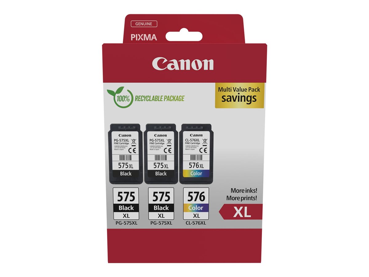 Canon PG-575XLx2/CL-576XL Multipack - 3er-Pack - Hohe Ergiebigkeit - Schwarz, Farbe (Cyan, Magenta, Gelb) - original - Hngebox