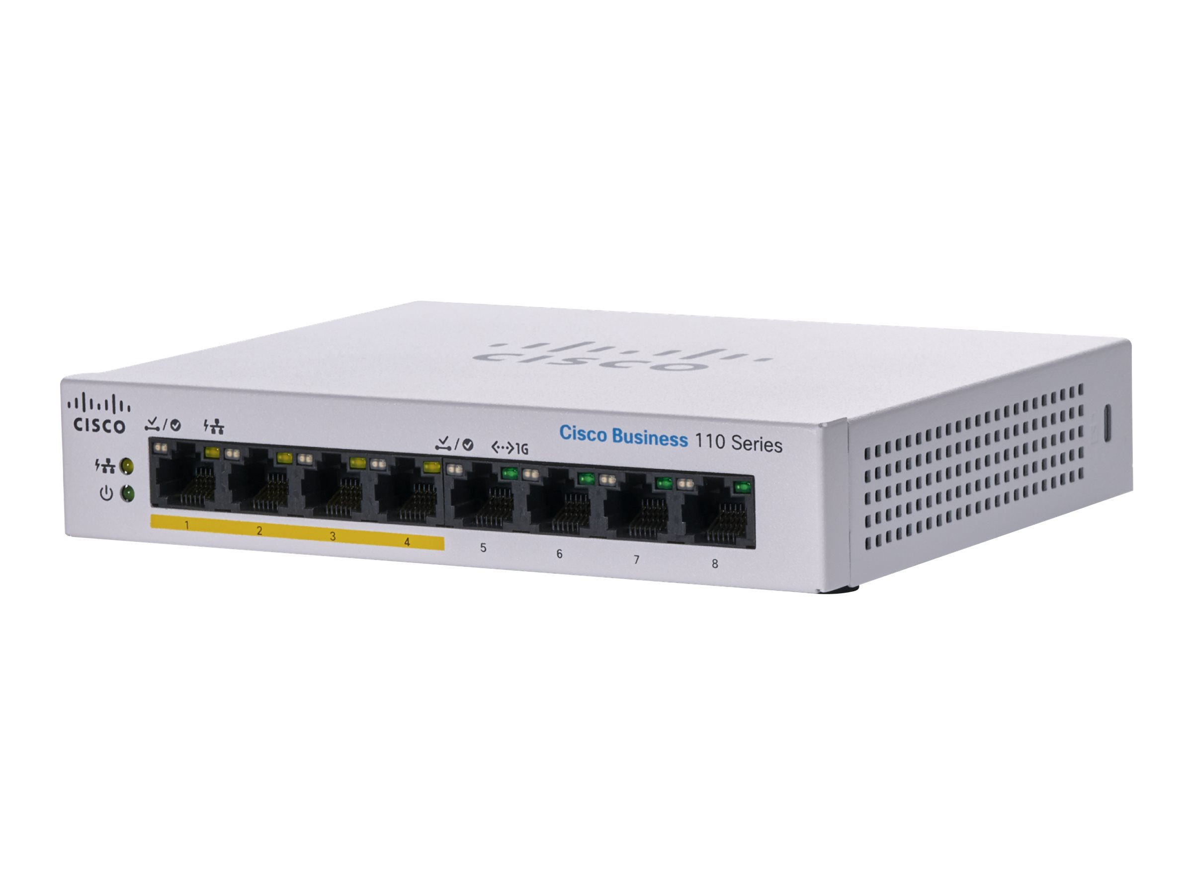 Cisco Business 110 Series 110-8PP-D - Switch - unmanaged - 4 x 10/100/1000 (PoE) + 4 x 10/100/1000 - Desktop, an Rack montierbar