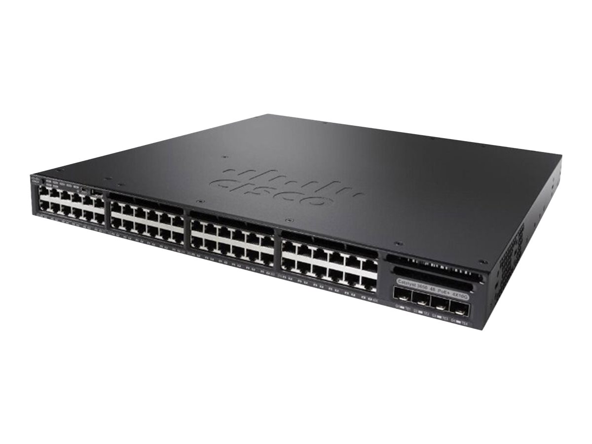 Cisco Catalyst 3650-48PD-L - Switch - managed - 48 x 10/100/1000 (PoE+) + 2 x 10 Gigabit SFP+ - Desktop, an Rack montierbar - Po