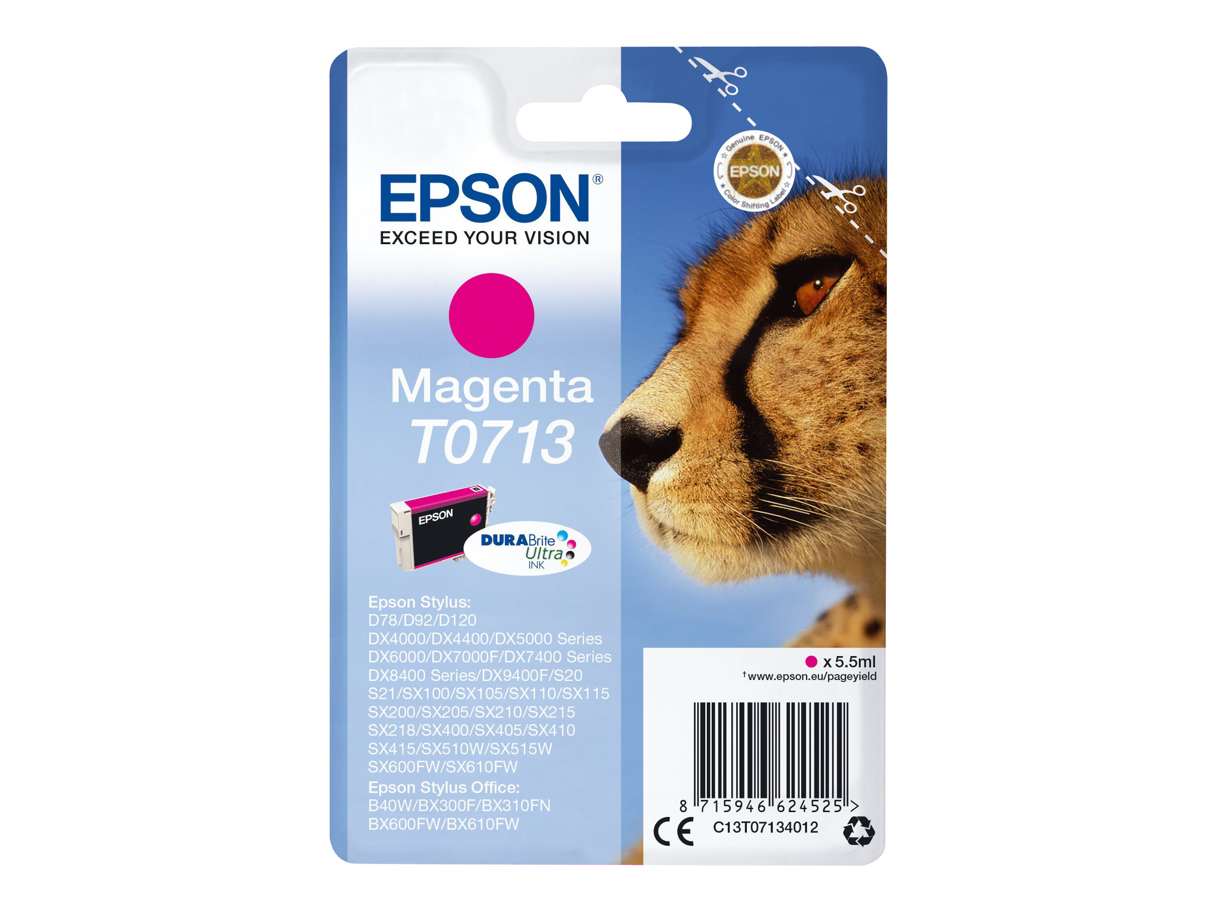 Epson T0713 - 5.5 ml - Magenta - Original - Blister mit RF-Alarm - Tintenpatrone