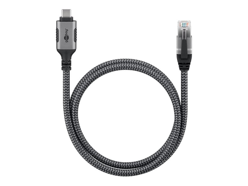 goobay - Netzwerkkabel - 24 pin USB-C (M) zu RJ-45 (M) - 1 m - 6 mm - FTP