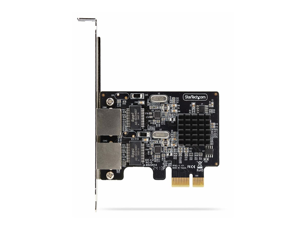 StarTech.com 2-Port Gigabit PCIe Network Adapter Card, TAA Compliant - Netzwerkadapter - PCIe - Gigabit Ethernet x 2 - Schwarz -