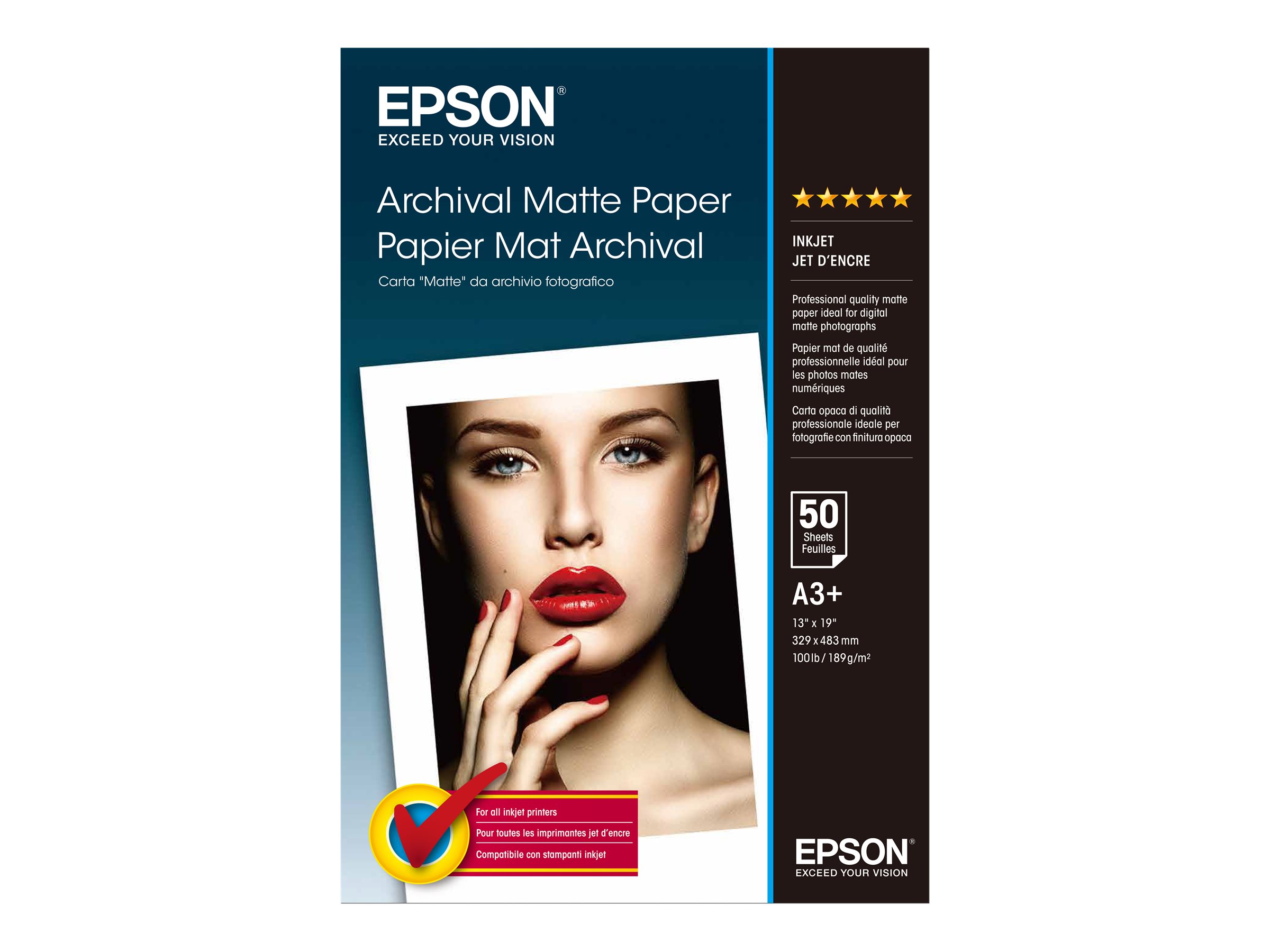 Epson Archival - Matt - Super A3/B (330 x 483 mm) - 192 g/m - 50 Blatt Papier - fr SureColor SC-P700, P7500, P900, P9500, T210