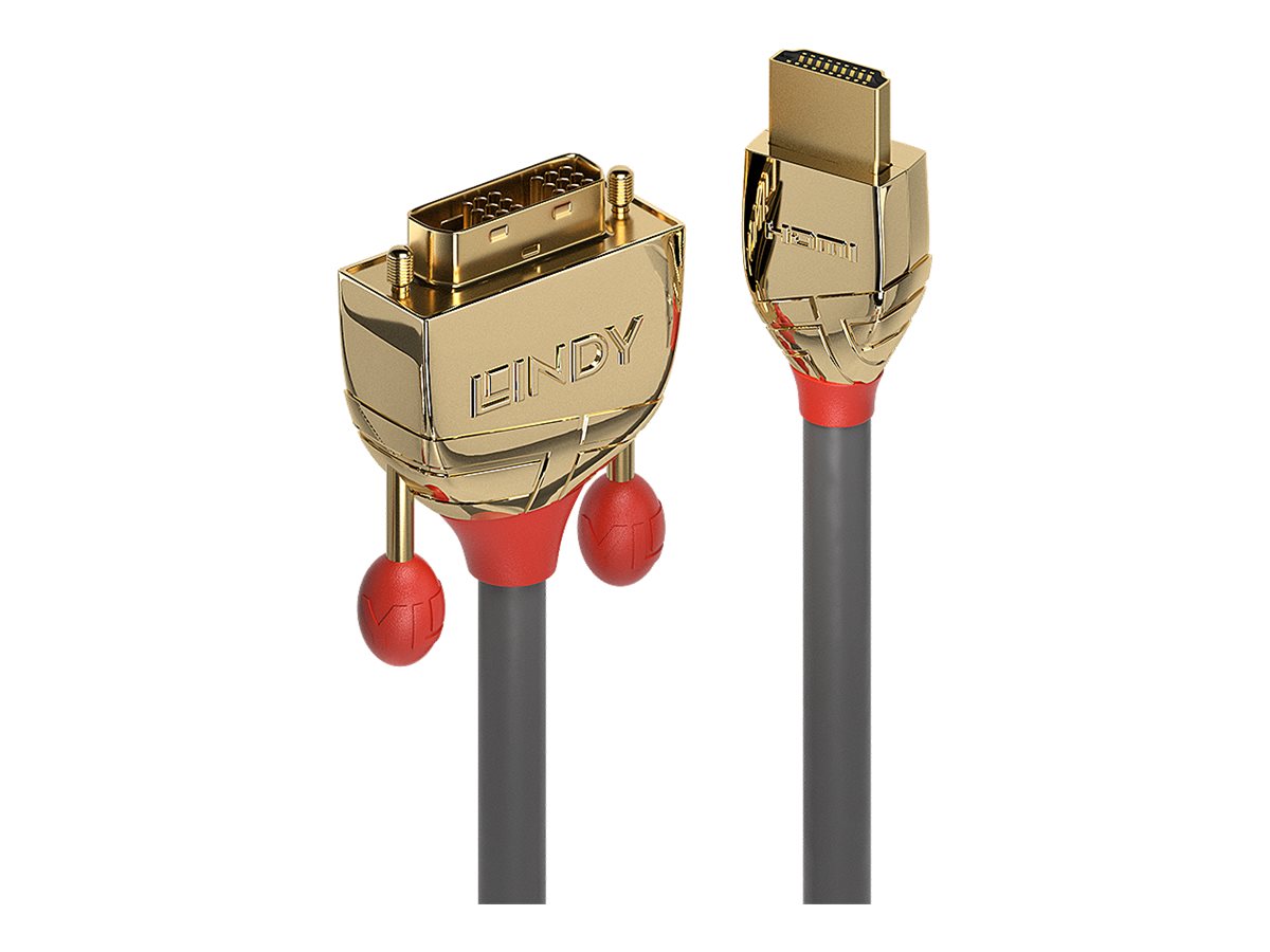 Lindy Gold Line - Adapterkabel - HDMI mnnlich zu DVI-D mnnlich - 1 m - Dreifachisolierung - Grau