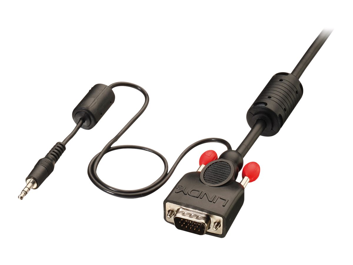 Lindy Premium - VGA-Kabel - HD-15 (VGA), mini-phone stereo 3.5 mm (M) zu HD-15 (VGA), mini-phone stereo 3.5 mm (M) - 15 m - gefo
