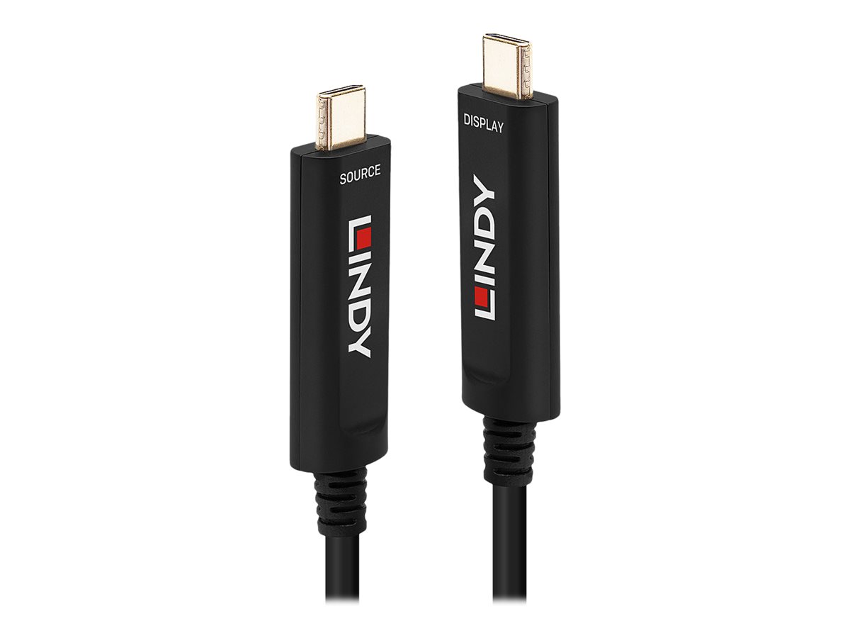Lindy Fibre Optic Hybrid USB Type C Video Cable - USB-Kabel - 24 pin USB-C (M) zu 24 pin USB-C (M) - 15 m - rund - Schwarz