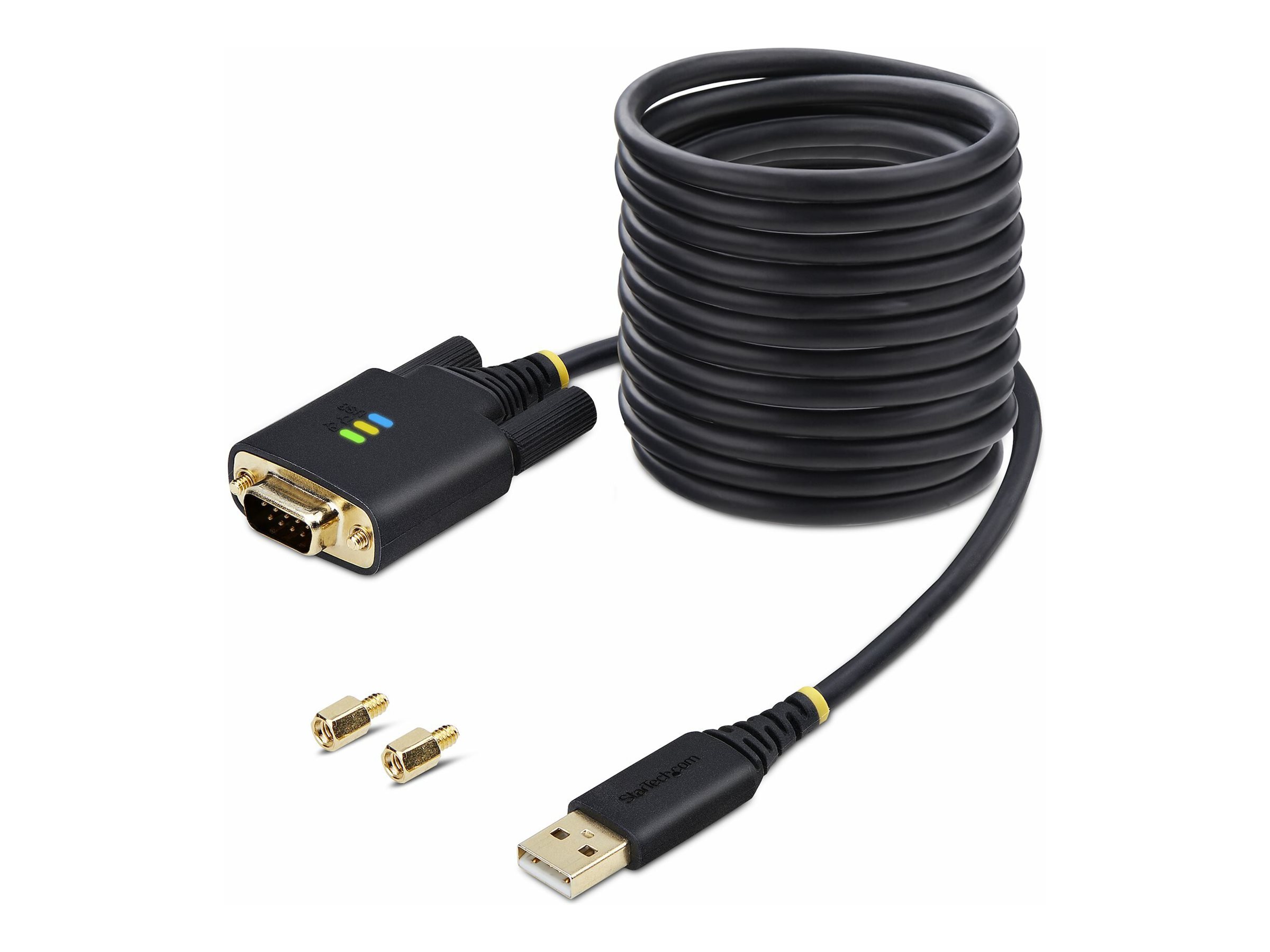 StarTech.com 10ft (3m) USB to Serial Adapter Cable, Interchangeable DB9 Screws/Nuts, COM Retention, USB-A to DB9 RS232, FTDI IC,