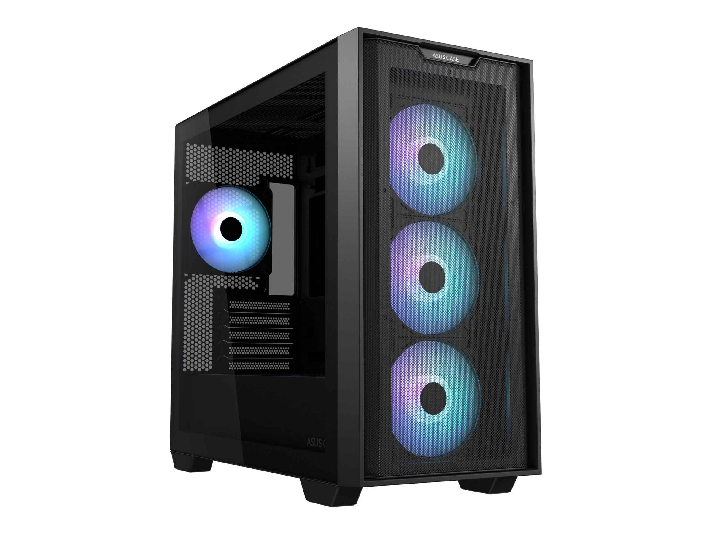 ASUS A21 Plus - microATX - Seitenteil mit Fenster (gehrtetes Glas) - keine Spannungsversorgung - Schwarz - USB/Audio
