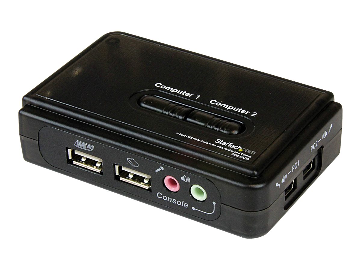 StarTech.com 2 Port USB KVM Switch Kit mit Audio und Kabeln - 2-fach USB VGA Desktop Umschalter inkl. Kabel - KVM-/Audio-Switch 