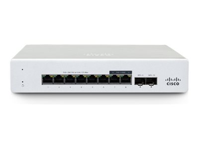 Cisco Meraki MS130-8 - Switch - managed - 8 x 10/100/1000Base-T + 2 x Gigabit SFP - Desktop, wandmontierbar
