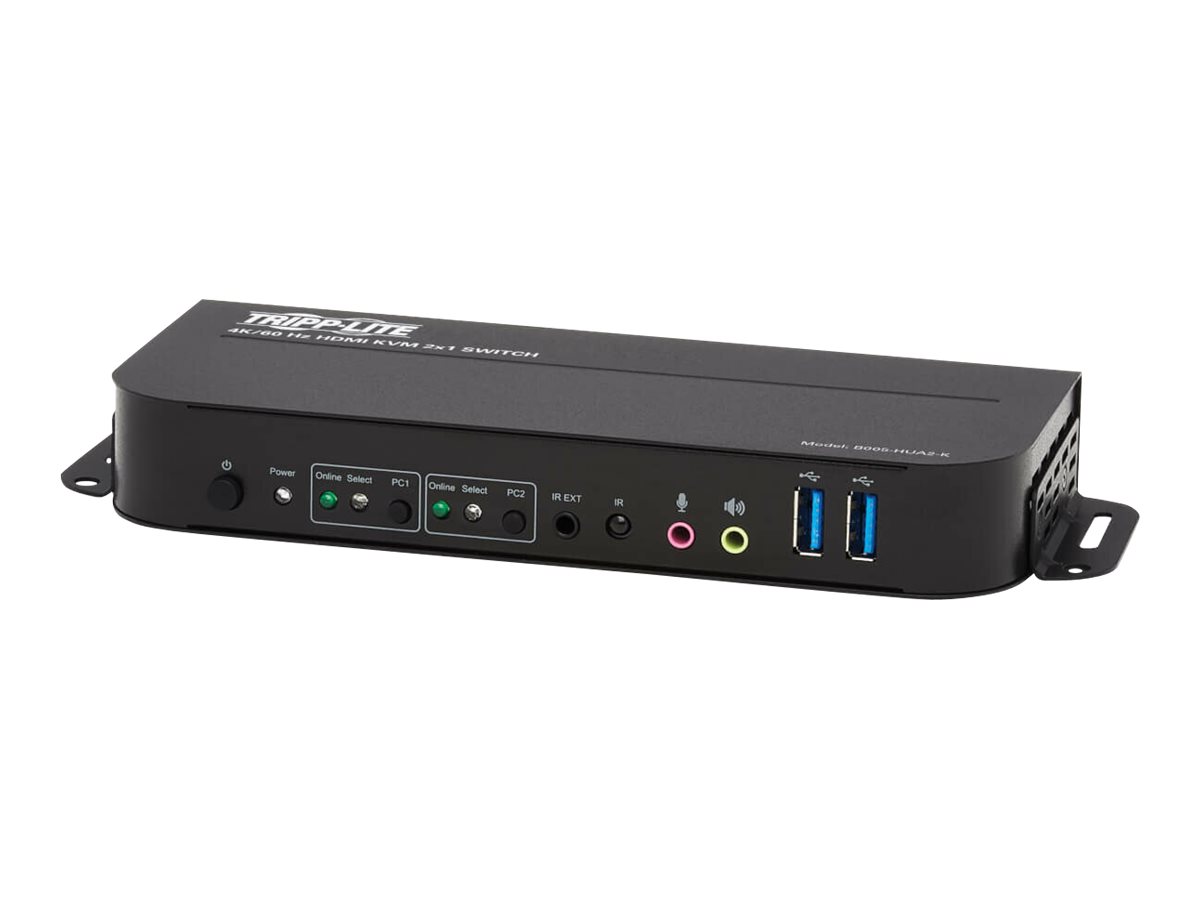 Tripp Lite HDMI KVM, 2-Port 4K 60Hz 4:4:4, HDR, HDCP 2.2 Support, IR Remote and USB Cables - KVM-/Audio-/USB-Switch - 2 x KVM/Au