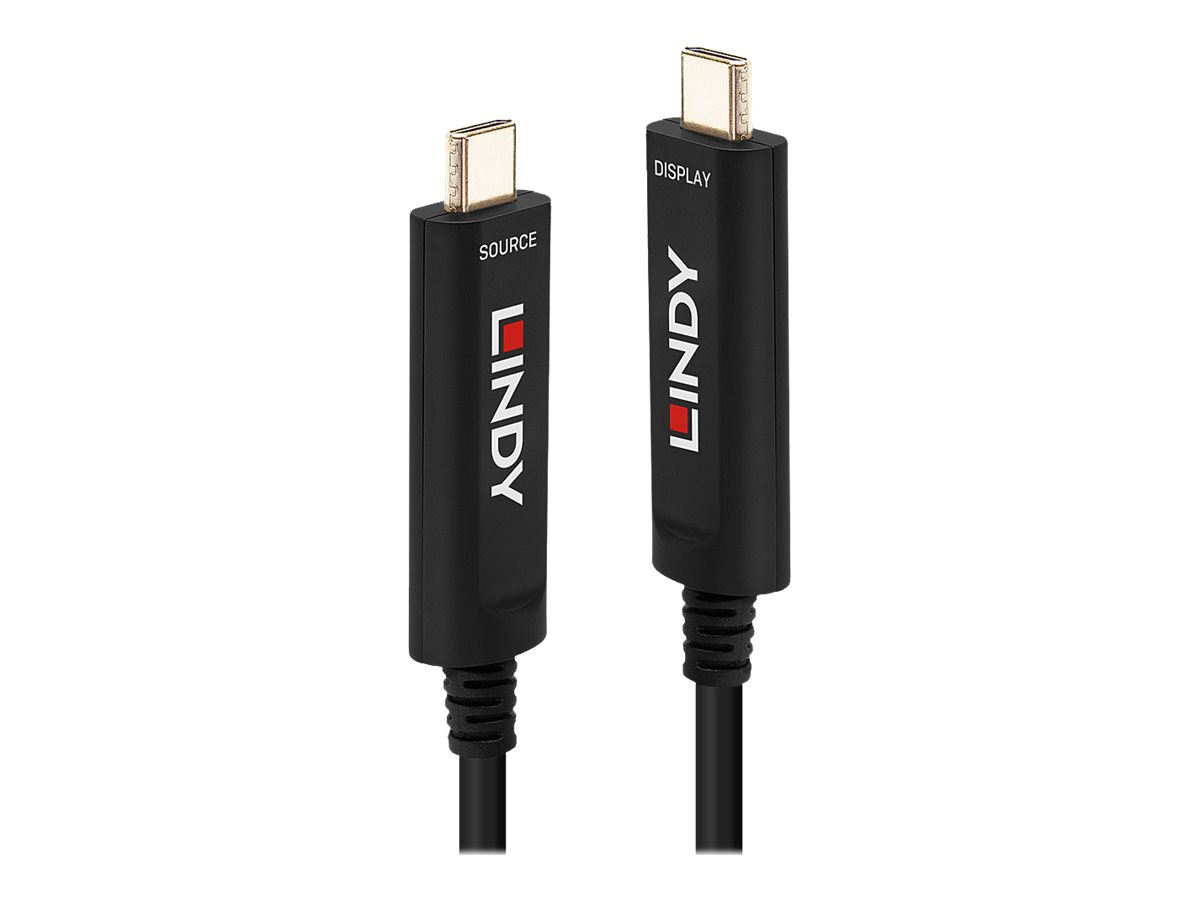 Lindy Fibre Optic Hybrid USB Type C Video Cable - USB-Kabel - 24 pin USB-C (M) zu 24 pin USB-C (M) - 5 m - rund - Schwarz