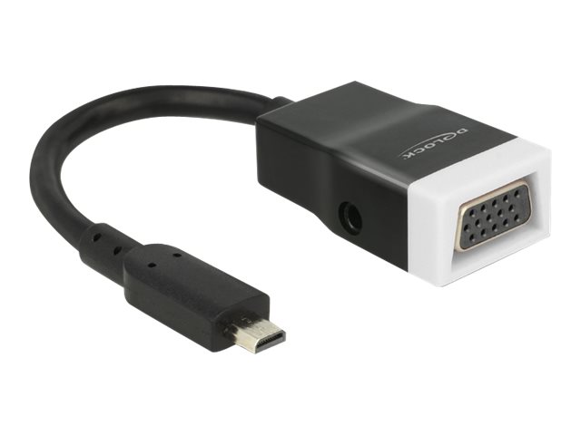 DeLOCK Adapter HDMI-micro D male > VGA female with Audio - Videokonverter - HDMI - VGA - Schwarz, weiss - retail