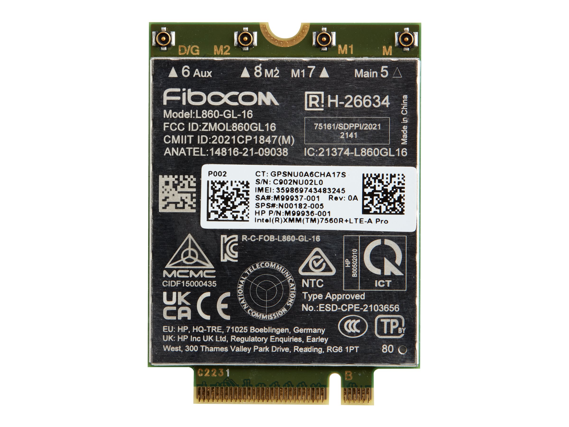 Intel XMM 7560 R+ - Drahtloses Mobilfunkmodem - 4G LTE Advanced Pro - M.2 Card - 150 Mbps - fr EliteBook 64X G10, 65X G10, 83X 