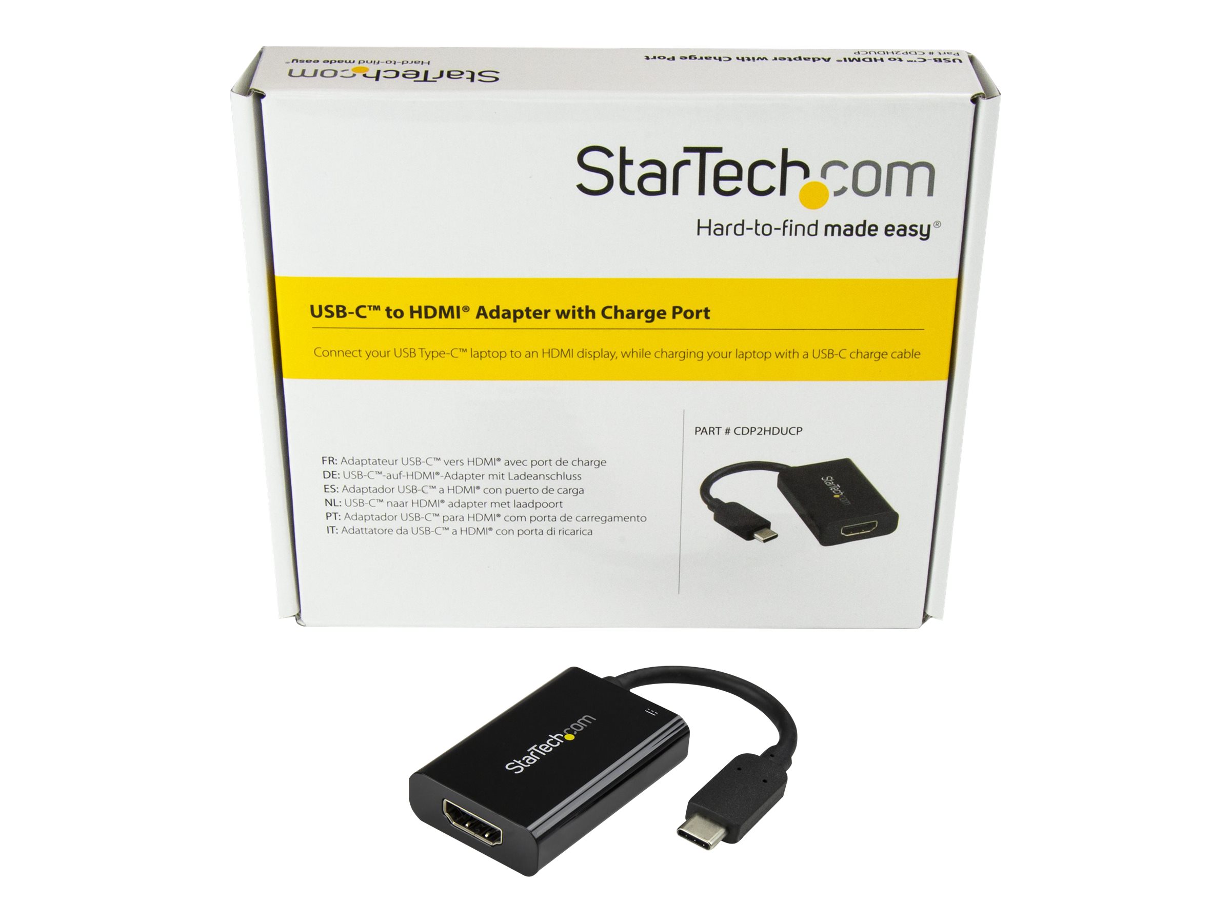 StarTech.com USB C to HDMI 2.0 Adapter with Power Delivery, 4K 60Hz USB Type-C to HDMI Display/Monitor Video Converter, 60W PD P