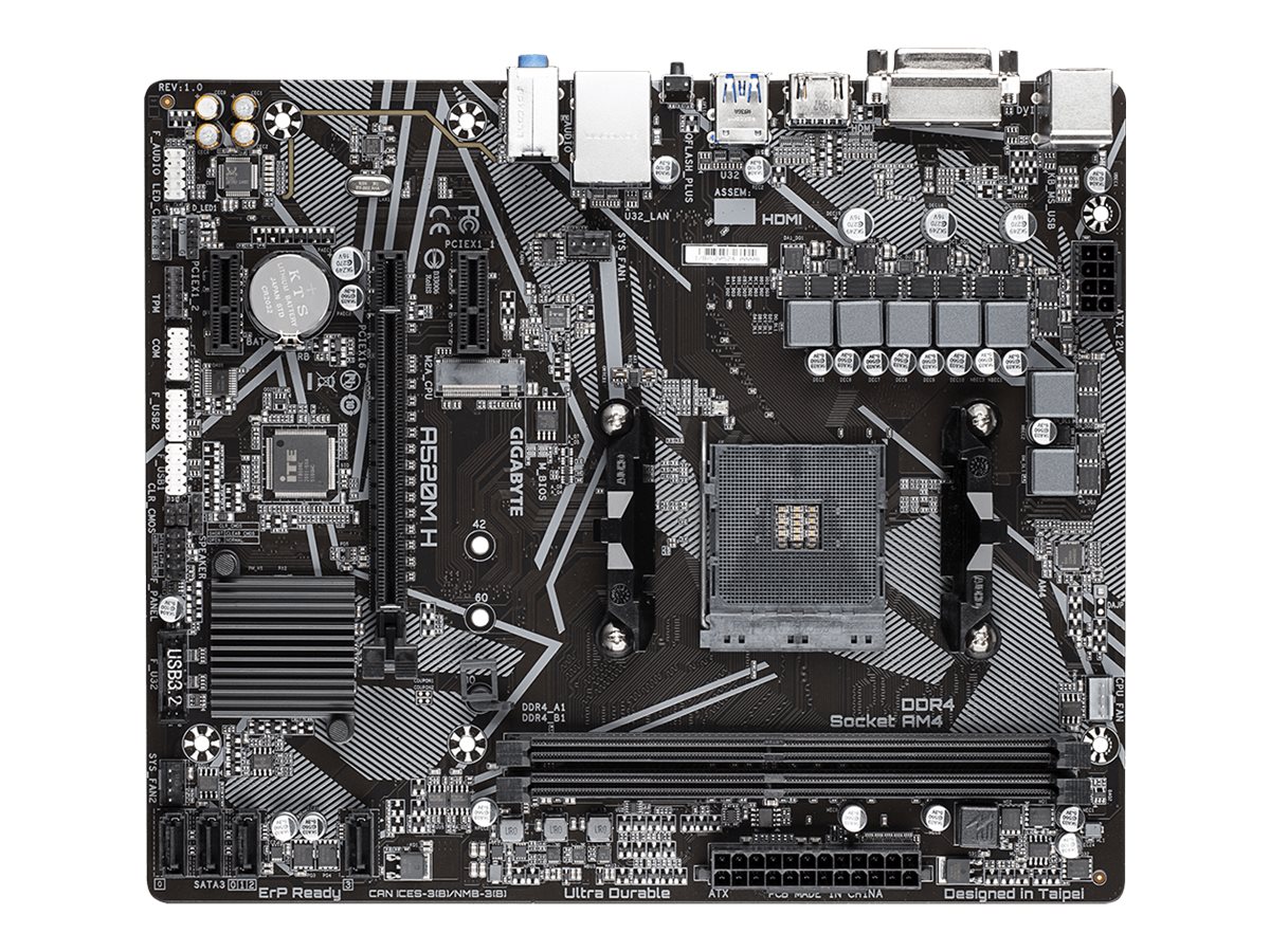 Gigabyte A520M H - 1.0 - Motherboard - micro ATX - Socket AM4 - AMD A520 Chipsatz