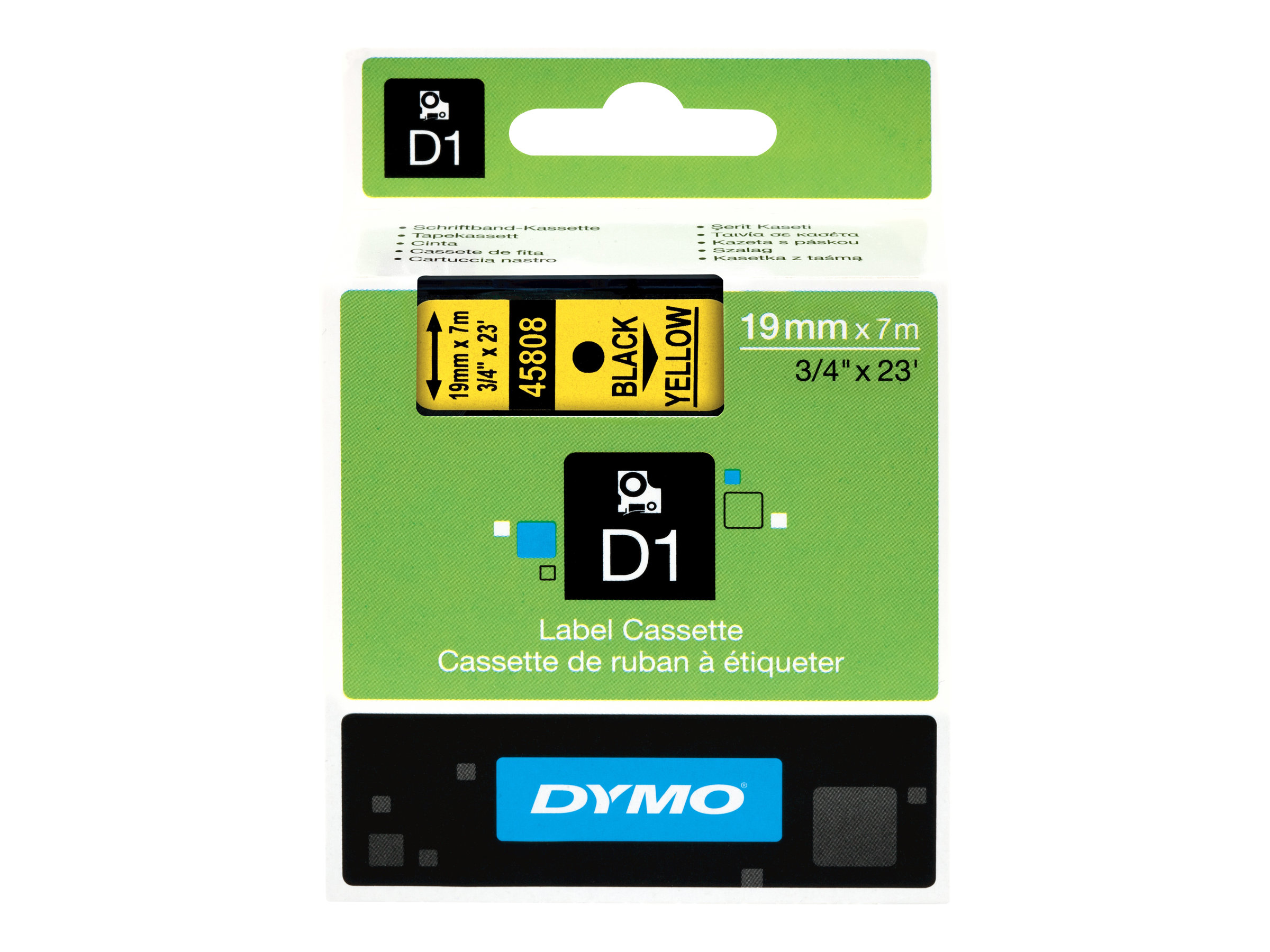 DYMO D1 - Selbstklebend - Schwarz auf Gelb - Rolle (1,9 cm x 7 m) 1 Kassette(n) Etikettenband - fr LabelMANAGER 360D, 420P, 420