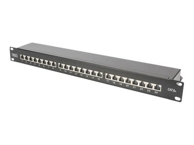 DIGITUS Professional DN-91624S-EA-B - Patch Panel - CAT 6a - STP - RJ-45 X 24 - Schwarz, RAL 9005