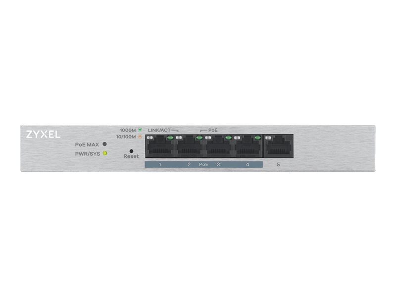 Zyxel GS1200-5HP v2 - Switch - managed - 1 x 10/100/1000 + 4 x 10/100/1000 (PoE+) - Desktop - PoE+ (60 W)