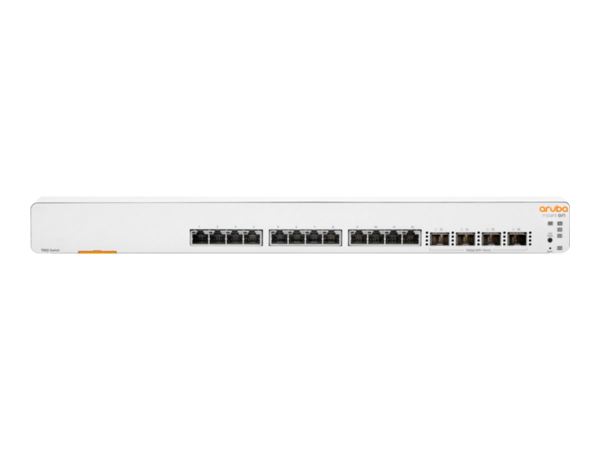HPE Aruba Instant On 1960 12XGT 4SFP+ Switch - Switch - L2+ - Smart - 12 x 100/1000/10000 + 4 x 10 Gigabit SFP+ - an Rack montie