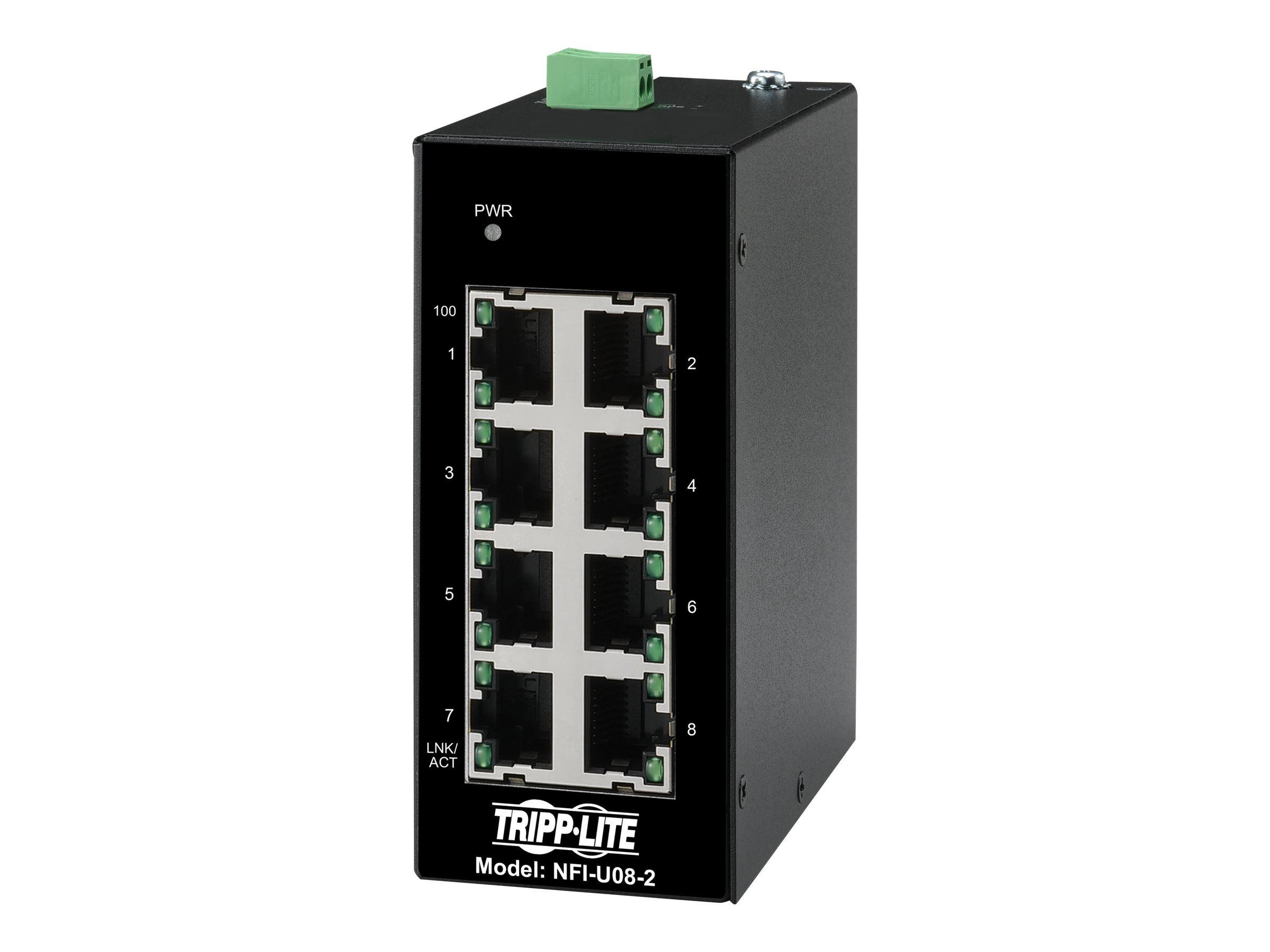 Tripp Lite Unmanaged Industrial Ethernet Switch 8-Port - 10/100 Mbps, Ruggedized, DIN Mount - Switch - unmanaged - 8 x 10/100 - 