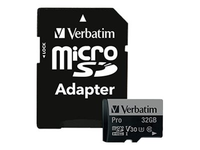 Verbatim PRO - Flash-Speicherkarte (SD-Adapter inbegriffen) - 32 GB - UHS Class 3 / Class10 - 300x/600x - microSDHC UHS-I