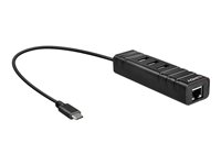 Lindy USB 3.2 Type C Hub & Gigabit Ethernet Converter - Netzwerk-/USB-Adapter - USB 3.2 Gen 1 - Gigabit Ethernet x 1 + USB 3.2 x