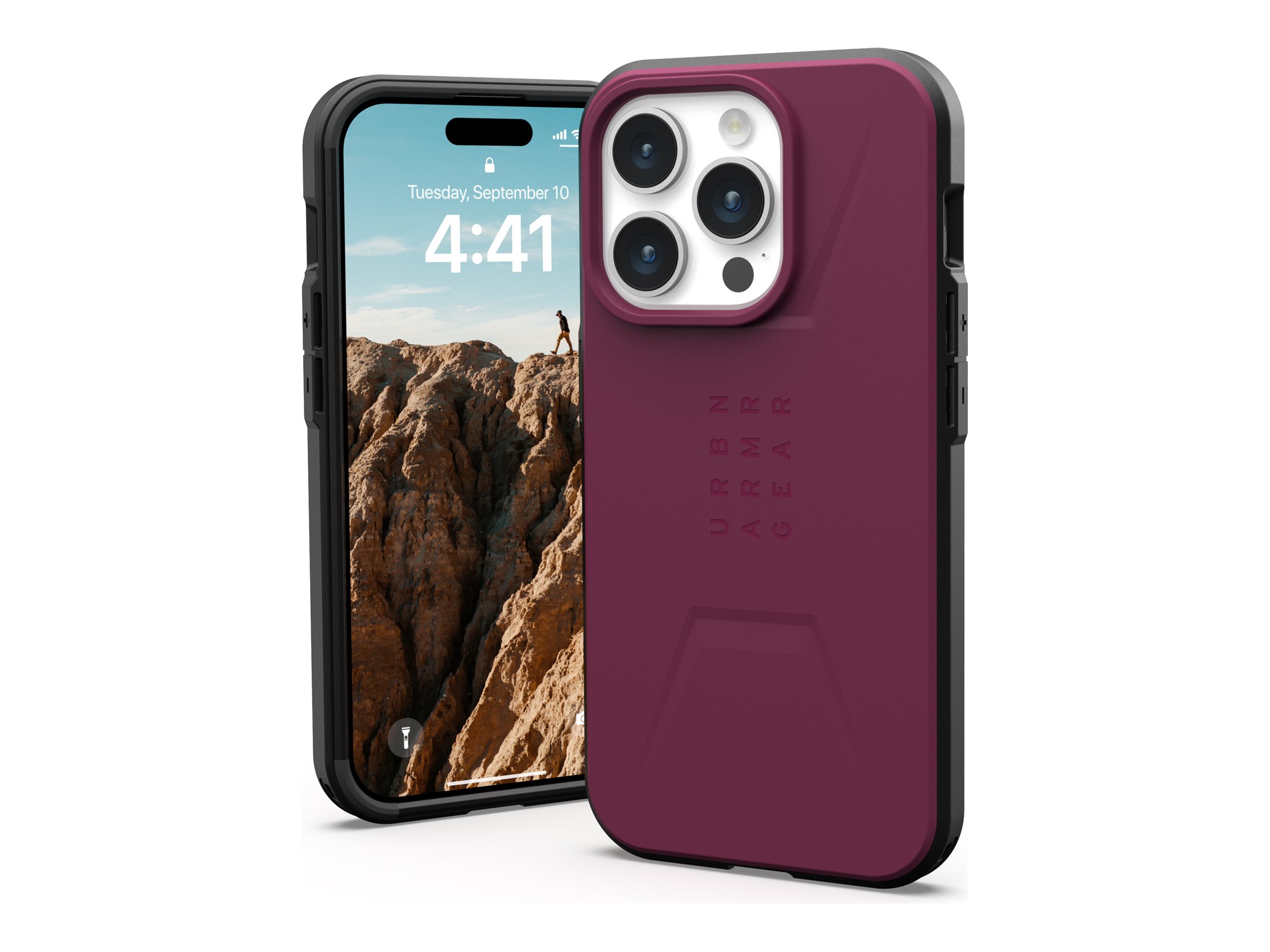 UAG Civilian Series Rugged Case for Apple iPhone 15 Pro [6.1-inch] - Civilian Bordeaux - Hintere Abdeckung fr Mobiltelefon - ko