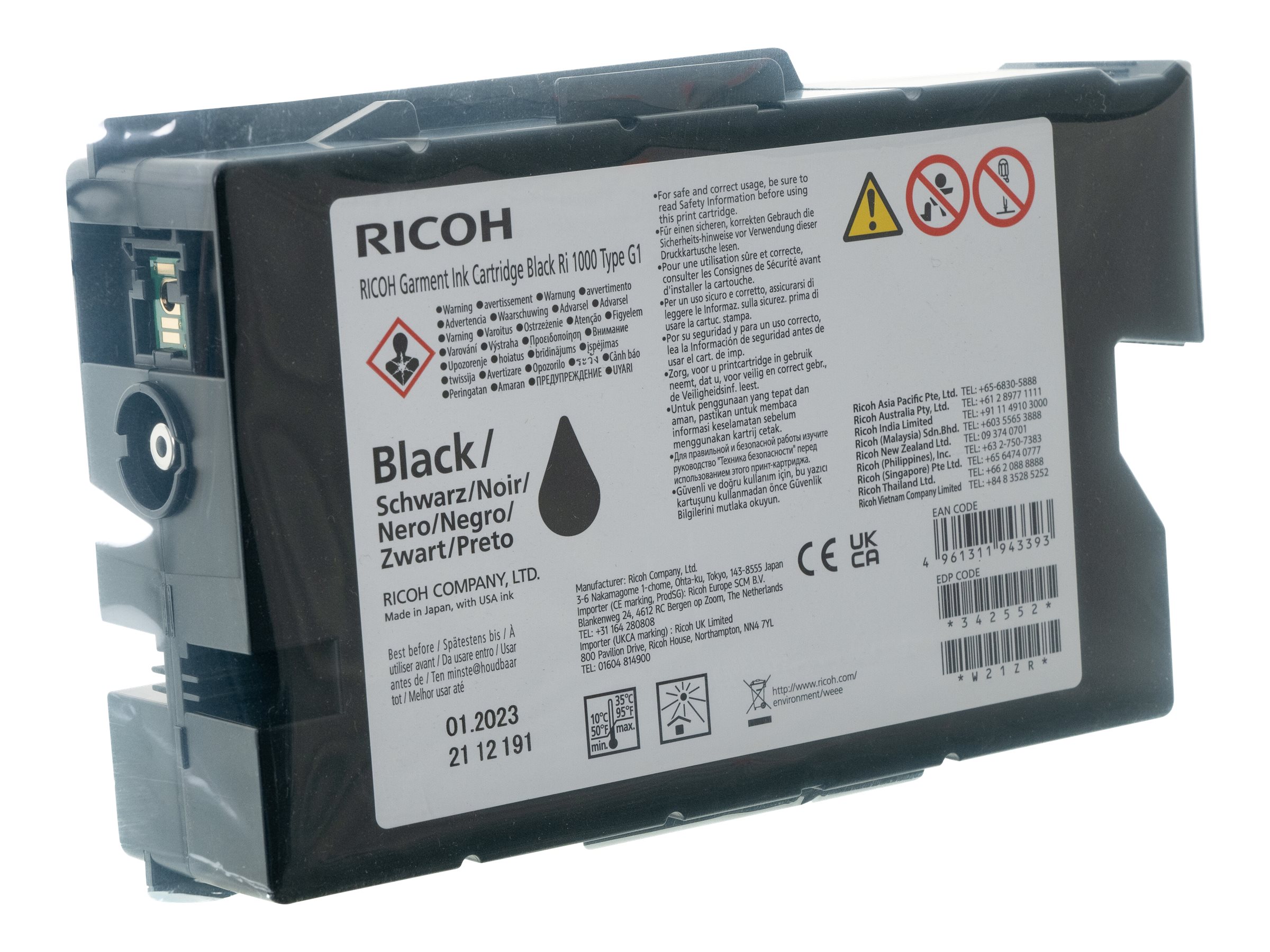 Ricoh - 200 ml - Schwarz - Original - Garment Tintenkartusche - fr Ricoh Ri 1000