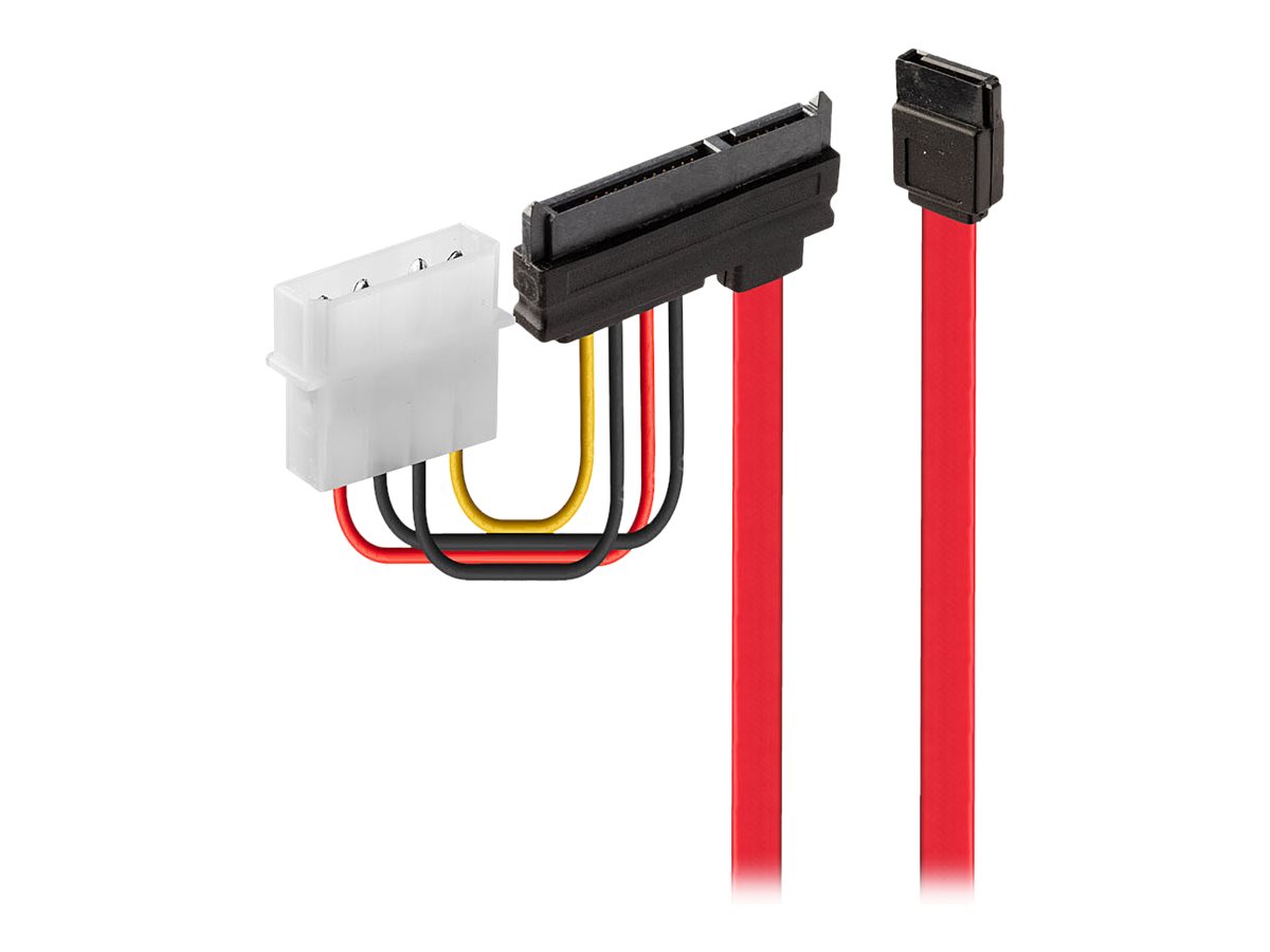 Lindy - SATA-Kabel - interne Stromversorgung, 4-polig, SATA zu SATA Combo (W) - 50 cm - Rot