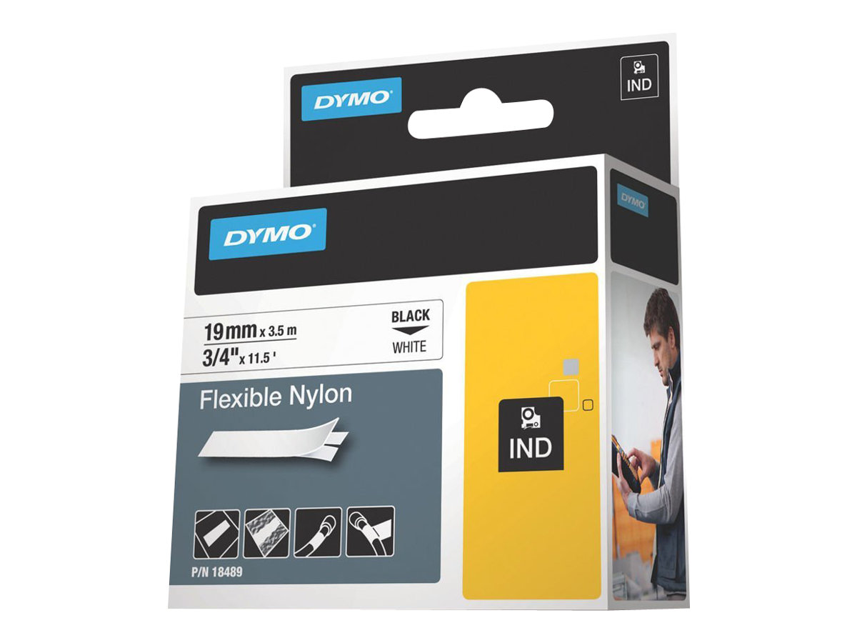 DYMO IND - Nylon - Klebstoff - Schwarz auf Weiss - Rolle (1,9 cm x 4 m) 1 Kassette(n) flexibles Etikettenband - fr Rhino 4200, 