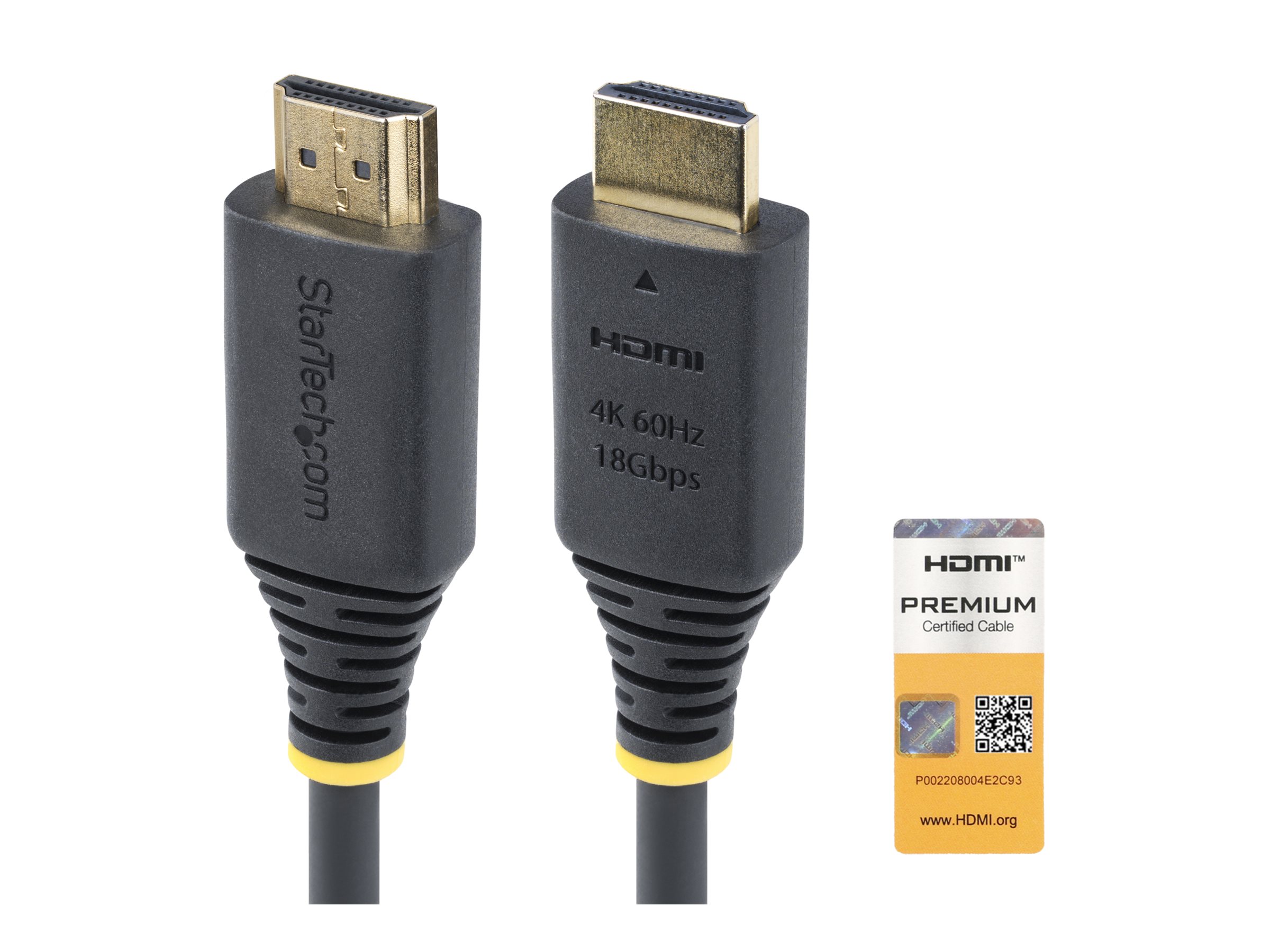 StarTech.com 1m (3.3ft) Premium Certified High Speed HDMI Cable, 4K60Hz - Premium Highspeed - HDMI-Kabel mit Ethernet - HDMI mn