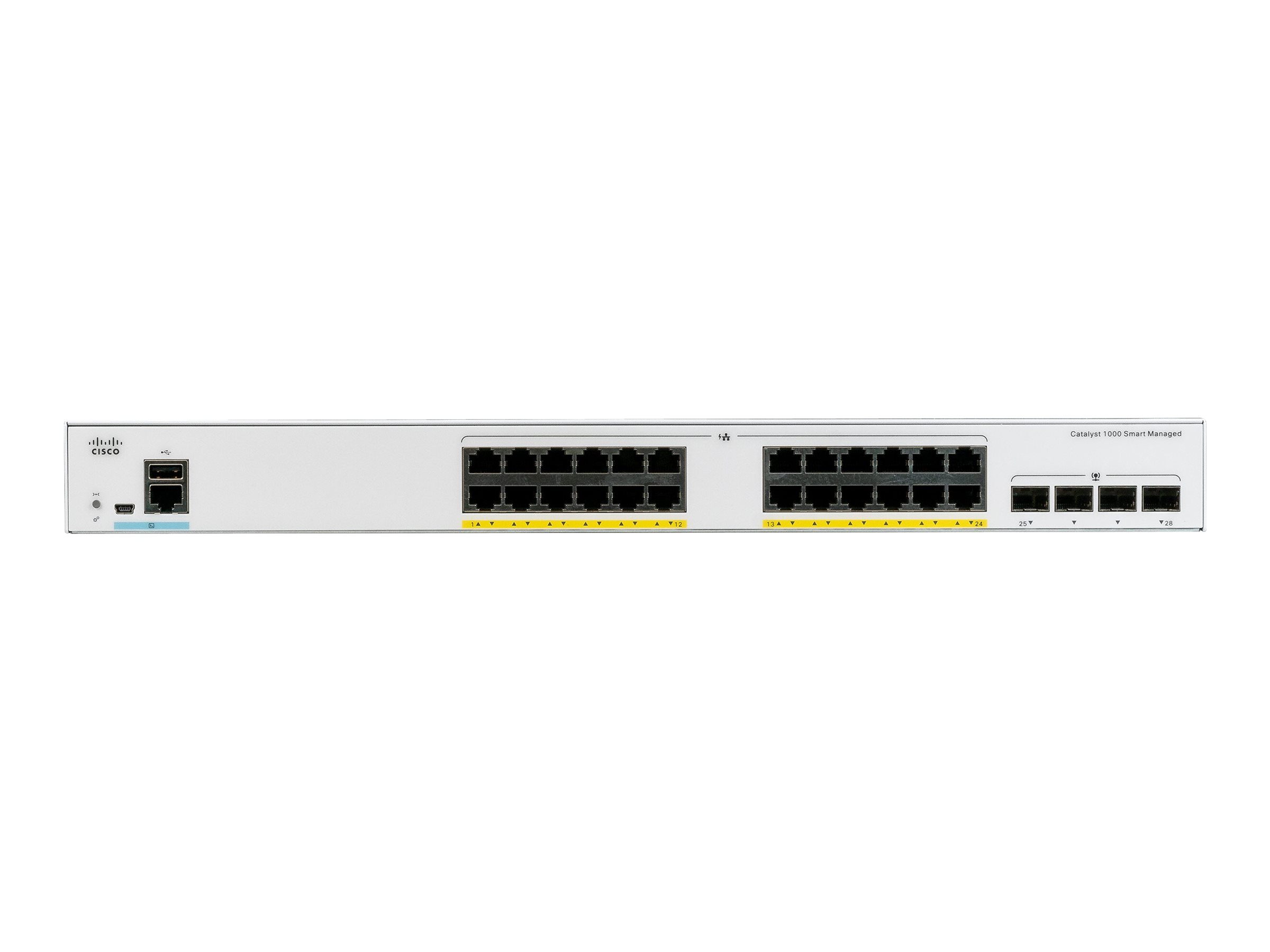 Cisco Catalyst 1000-24FP-4X-L - Switch - managed - 24 x 10/100/1000 (PoE+) + 4 x 10 Gigabit SFP+ (Uplink) - an Rack montierbar -