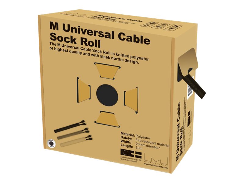 Multibrackets M Universal Cable Sock Roll 20 mm x 50 m - Kabel-Organizer - Schwarz