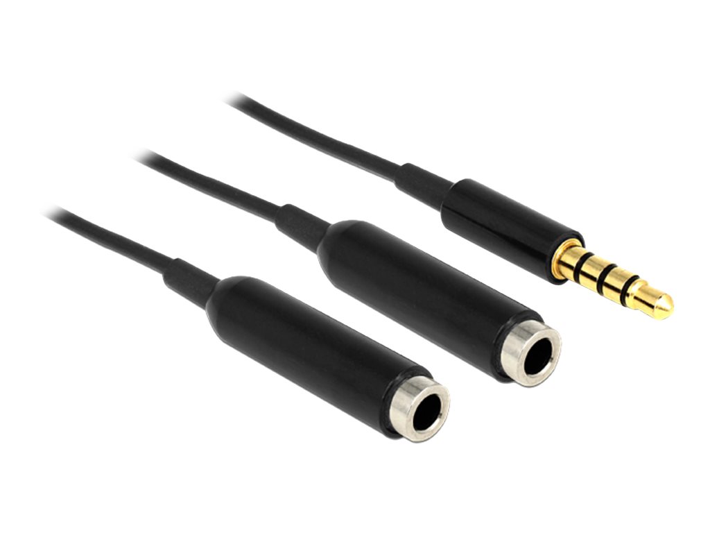 Delock - Audio-Splitter - 4-poliger Mini-Stecker weiblich zu 4-poliger Mini-Stecker mnnlich - 25 cm - Schwarz