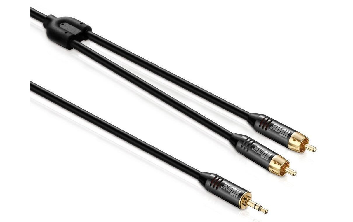 HDGear Premium - Audiokabel - Stereo Mini-Klinkenstecker männlich zu RCA x 2 männlich - 5 m - Schwarz