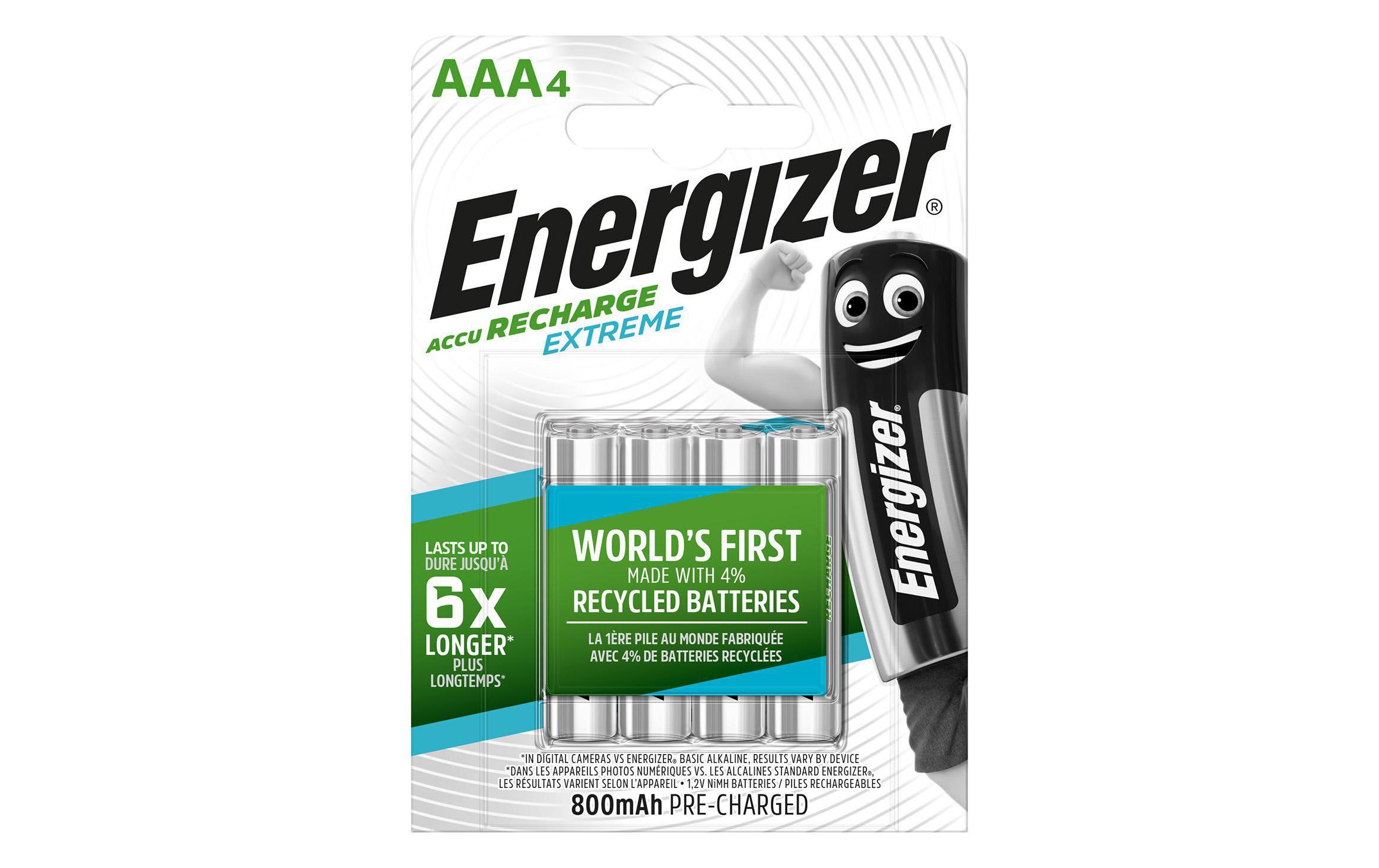 Energizer Accu Recharge Extreme - Batterie 4 x AAA - NiMH - (wiederaufladbar) - 800 mAh