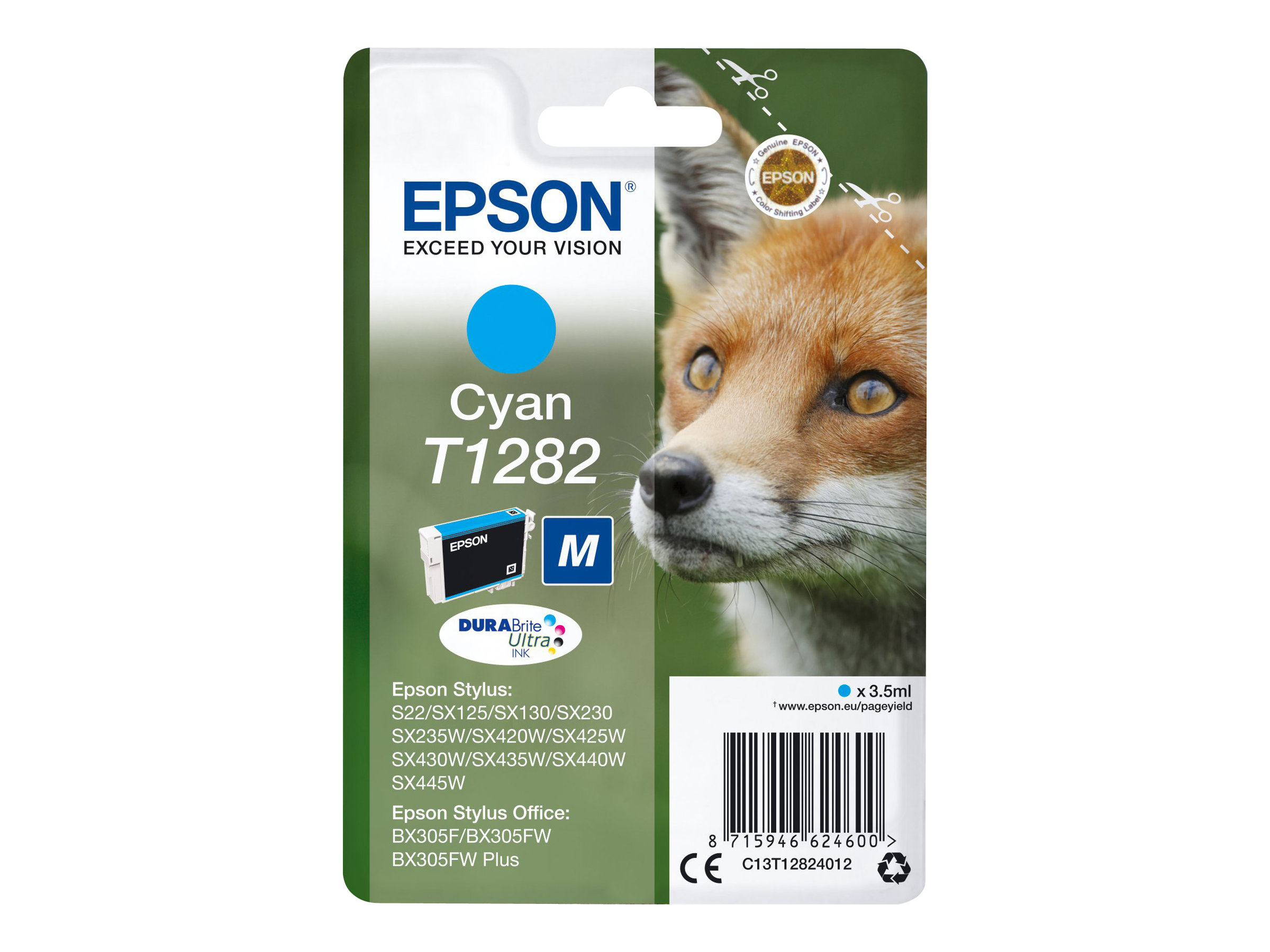Epson T1282 - 3.5 ml - Grsse M - Cyan - Original - Blisterverpackung