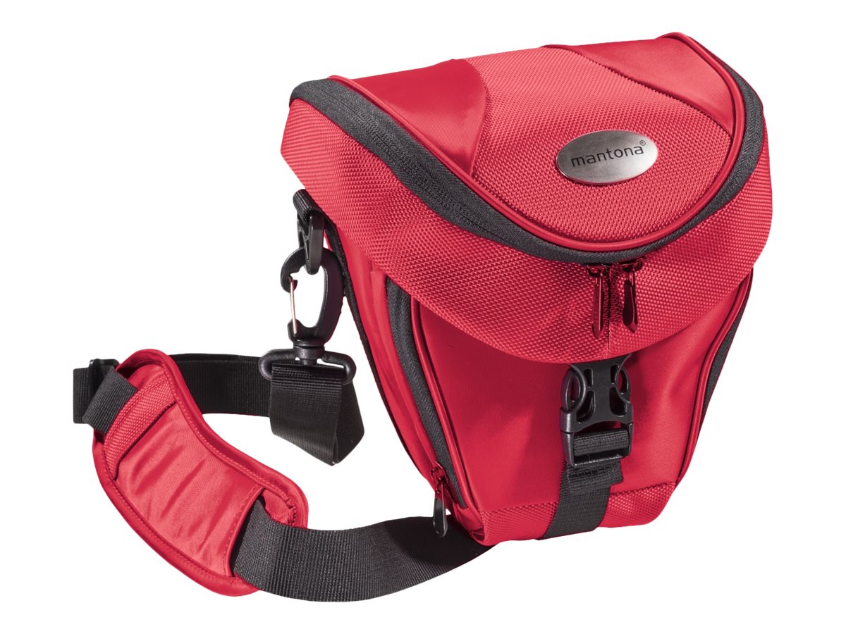 mantona Premium Colttasche - Schultertasche für Digitalkamera mit Objektiven - Polyester - Rot