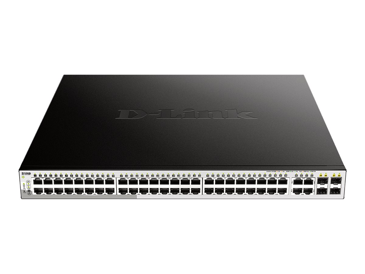 D-Link DGS 1210-52MP - Switch - Smart - 48 x 10/100/1000 (PoE) + 4 x Combo Gigabit - Desktop, an Rack montierbar - PoE (370 W)