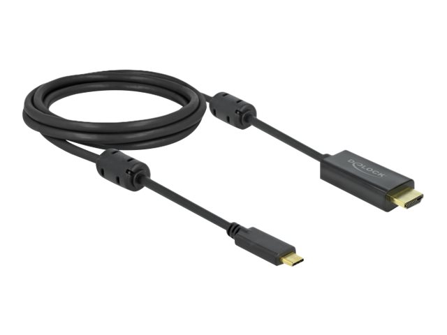 Delock - Video- / Audiokabel - USB-C mnnlich zu HDMI mnnlich - 2 m - Schwarz - 4K Untersttzung, aktiv