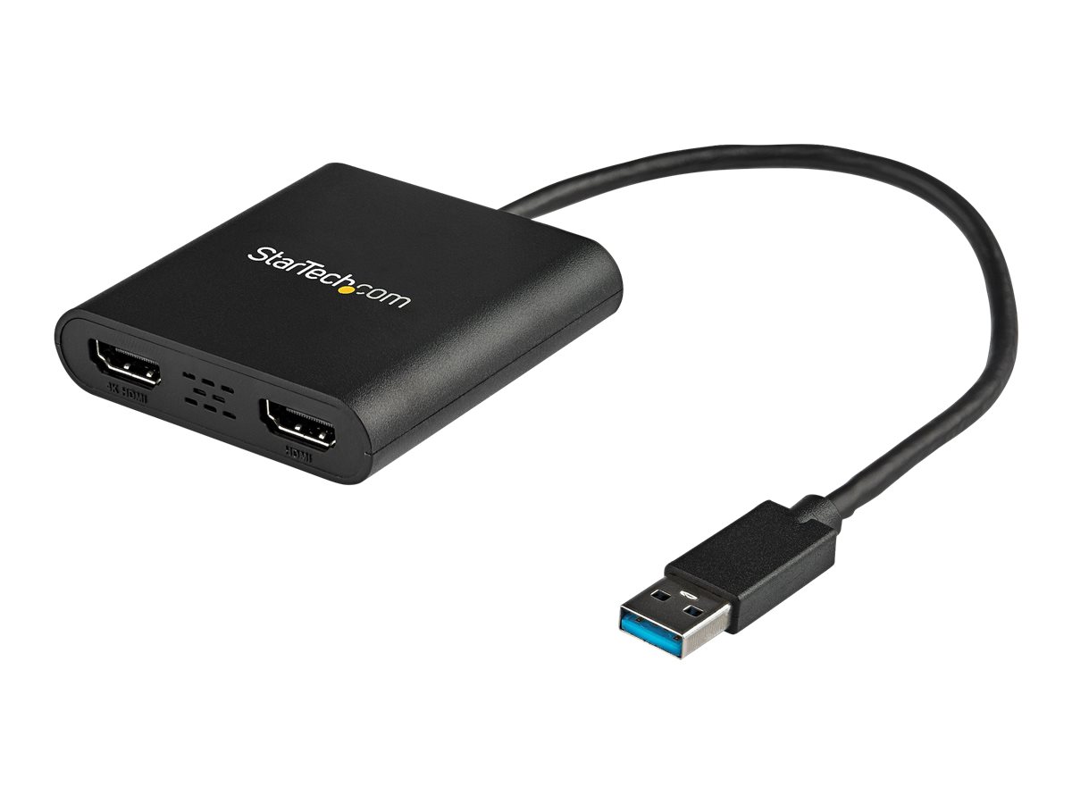StarTech.com USB 3.0 to Dual HDMI Adapter, 1x 4K 30Hz & 1x 1080p, External Video & Graphics Card, USB Type-A to HDMI Dual Monito