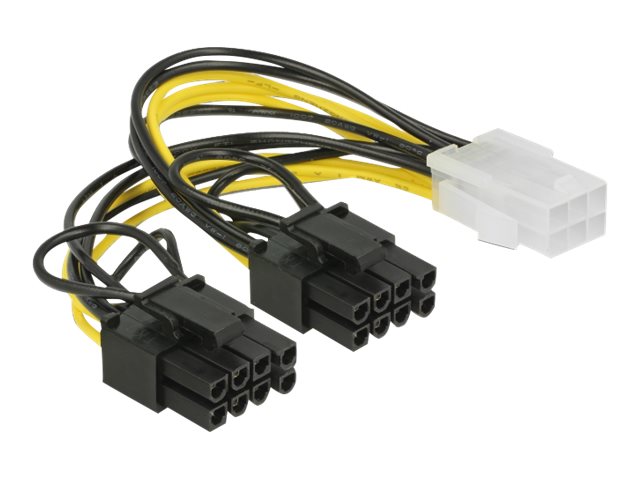 Delock - Stromkabel - 6-poliges PCIe Power (W) zu 8-poliger PCIe Power (6+2) (M) - 12 V - 15 cm - eingerastet