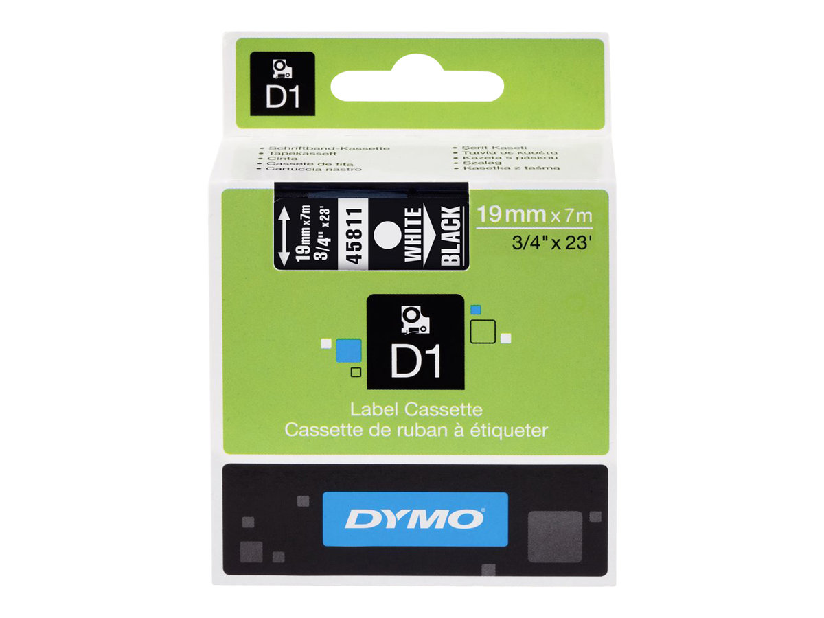 DYMO D1 - Selbstklebend - Weiss auf Schwarz - Rolle (1,9 cm x 7 m) 1 Kassette(n) Etikettenband - fr LabelMANAGER 360, 400, 420,
