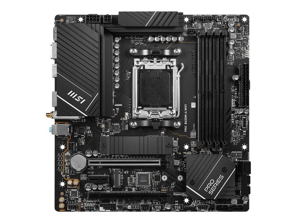 MSI PRO B650M-A WIFI - Motherboard - Mini-ATX - Socket AM5 - AMD B650 Chipsatz - USB 3.2 Gen 1, USB 3.2 Gen 2, USB-C 3.2 Gen2