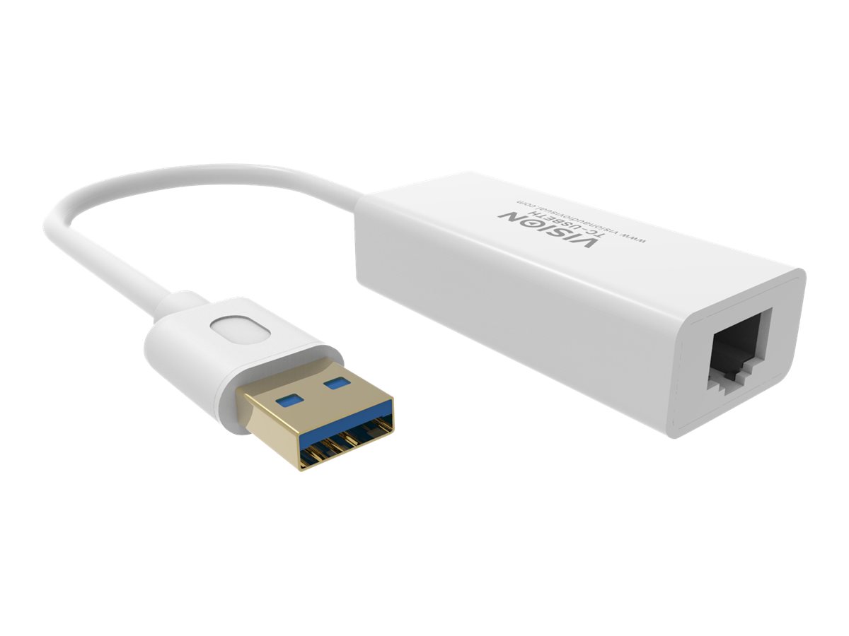 Vision TC-USBETH - Netzwerkadapter - USB 3.0 - Gigabit Ethernet x 1 - weiss