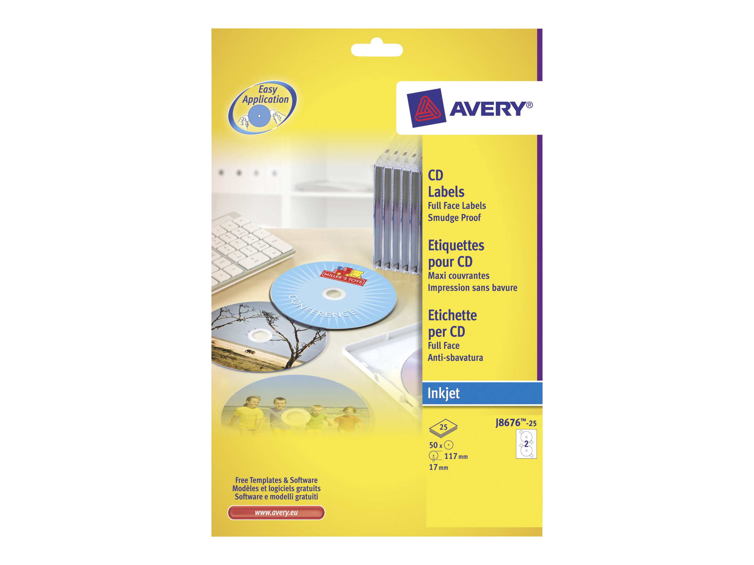 Avery - Weiss - 117 mm rund 50 Etikett(en) (25 Bogen x 2) CD/DVD-Etiketten