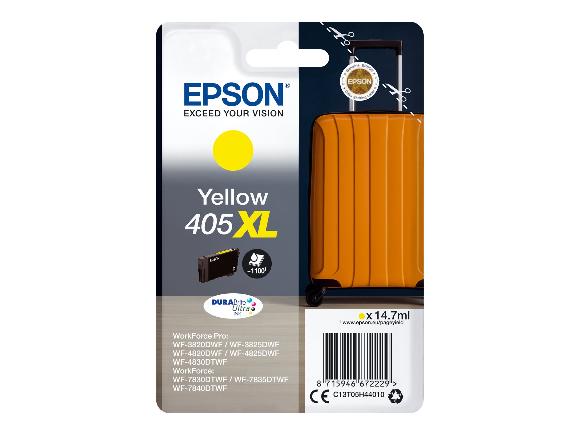 Epson 405XL - 14.7 ml - XL - Gelb - original - Blister mit RF- / akustischem Alarmsignal