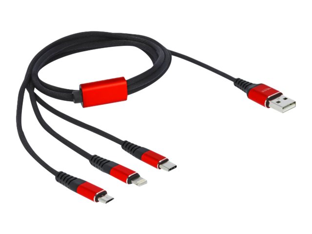 Delock 3 in 1 - Kabel nur zum Laden - USB mnnlich zu Lightning, USB-C mnnlich - 1 m - Schwarz