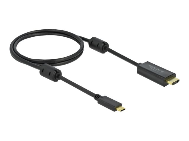 Delock - Video- / Audiokabel - USB-C mnnlich zu HDMI mnnlich - 1 m - Schwarz - 4K Untersttzung, aktiv